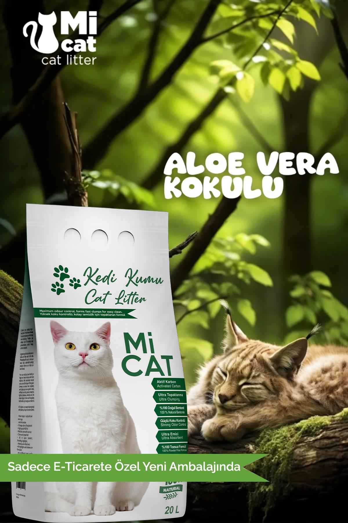 MiCat 20 Litre Aloe Vera Kokulu Kedi Kumu - Süper Topaklanan, Tozsuz