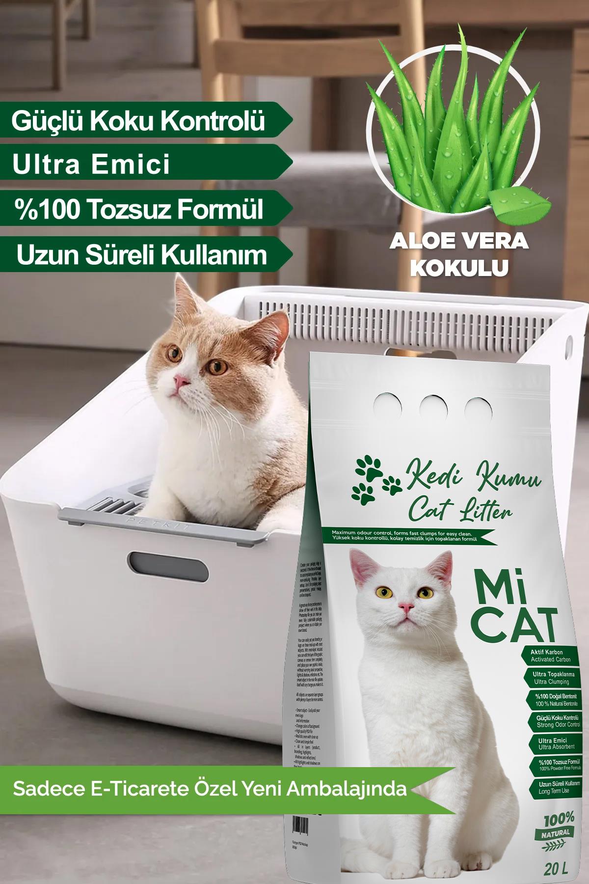 MiCat 20 Litre Aloe Vera Kokulu Kedi Kumu - Süper Topaklanan, Tozsuz