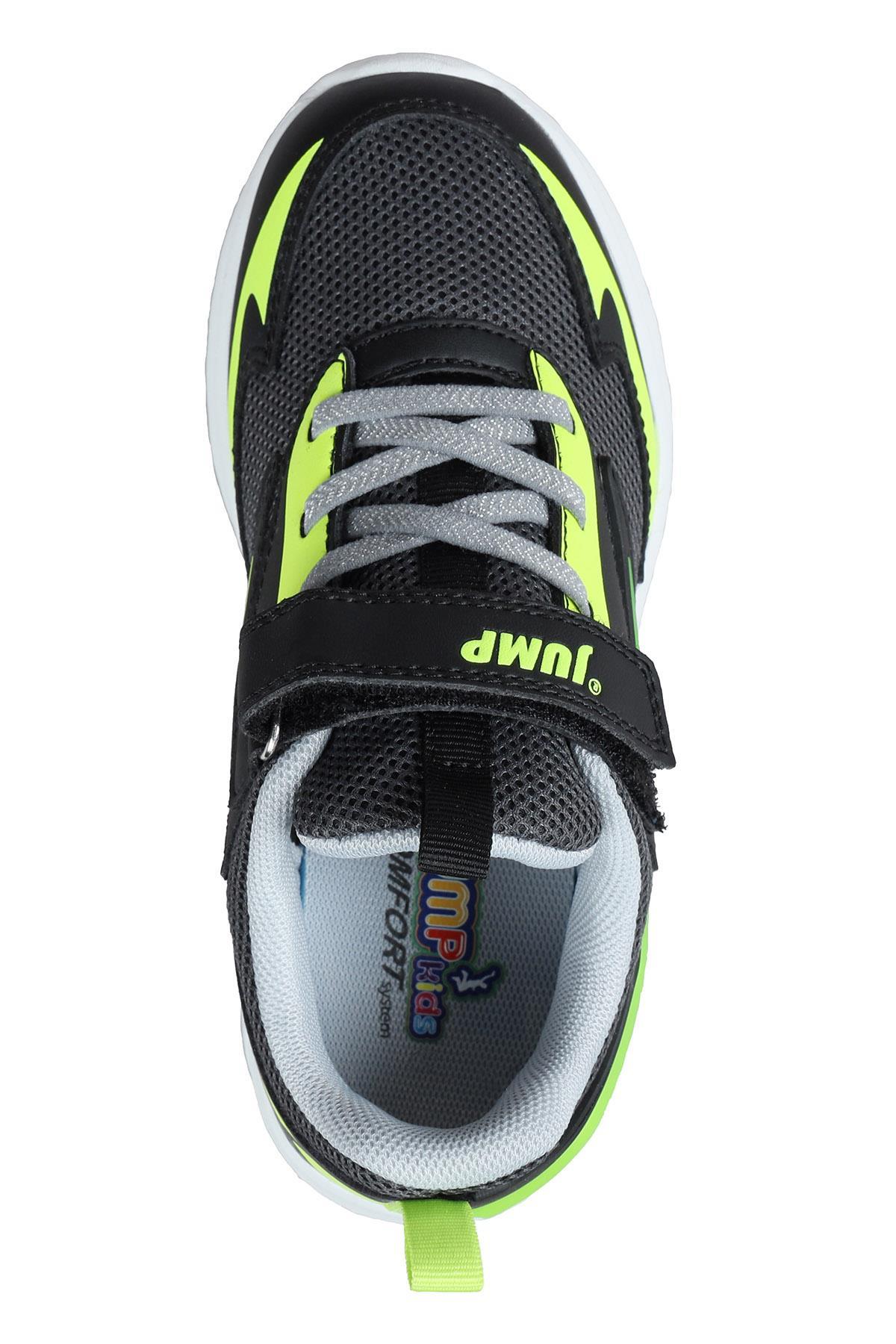 30007 Siyah - Neon Yeşil Üniseks Çocuk Sneaker Günlük Spor Ayakkabı
