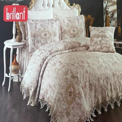 BRİLLANT 43195 BERİKA FRANSIZ DANTELLİ PİKE TAKIMI 4 PRÇ Bej