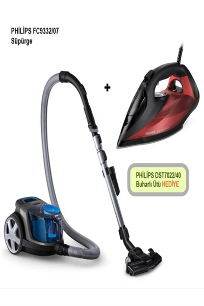 PHILPS FC9332/07 TURBO BASLIKLI POWER PRO SUPURGE + DST7022 7000 SERİSİ 2800 WATT BUHARLI ÜTÜ
