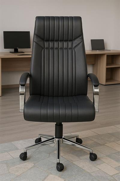 ErgoMaster Siyah Deri Geri Yatarlı Yönetici Koltuğu – Ergonomik Bel Destekli