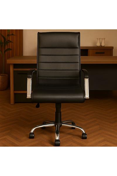 Staryo Yönetici Koltuğu–Ergonomik Bel Destekli, Ayarlanabilir Yükseklikli, Krom Ayaklı