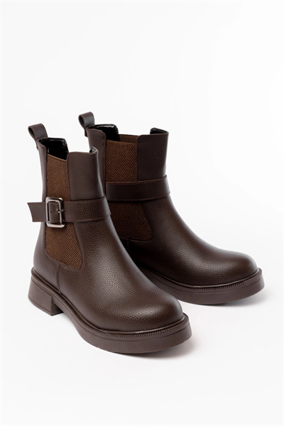 02-2004 Kahverengi Toka Aksesuarlı Lastikli Günlük Kadın Bot