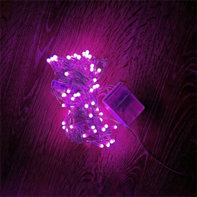 10m 100 Led Damla Uçlu Pembe Işık Şeffaf Kablo