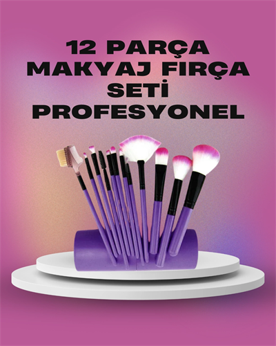 12 Parça Yumuşak Kıllı Makyaj Fırçası Seti Yüz ve Göz Makyajına Uygun Profesyonel Kullanım