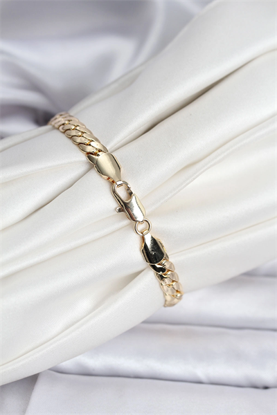 14K Gold Renk Kaplama Ezme Zincir Model Kadın Bileklik