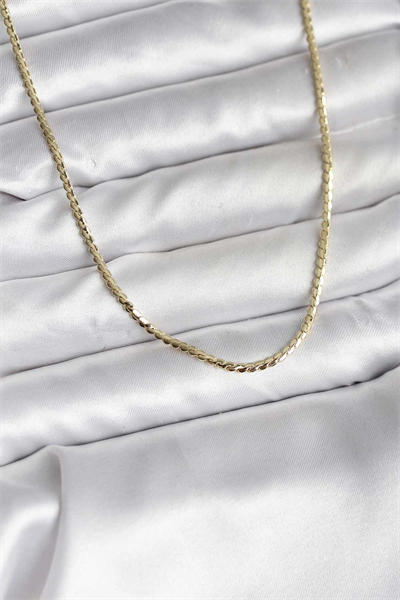 14K Gold Renk Kaplama Ezme Zincir Model CM Kadın Kolye