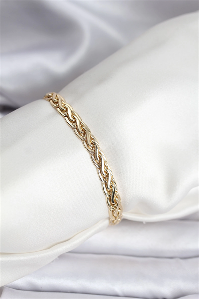 14K Gold Renk Kaplama Lazer Zincir Model CM Kadın Bileklik