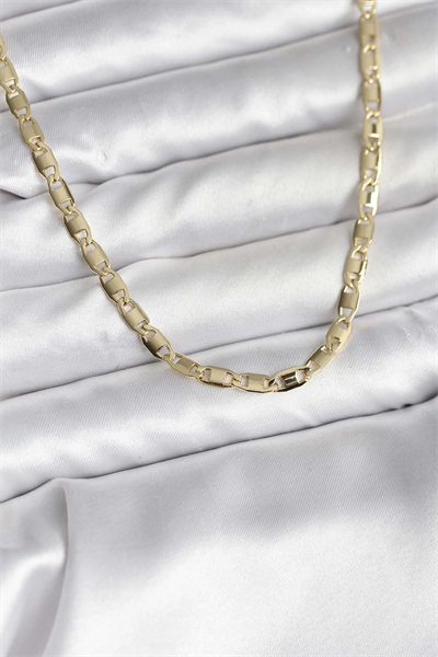 14K Gold Renk Kaplama Plaka Ezme Model Zincirli CM Kadın Kolye