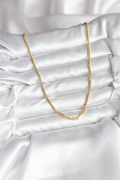 14K Gold Renk Kaplama Topçuk Zincirli Model CM Kadın Kolye