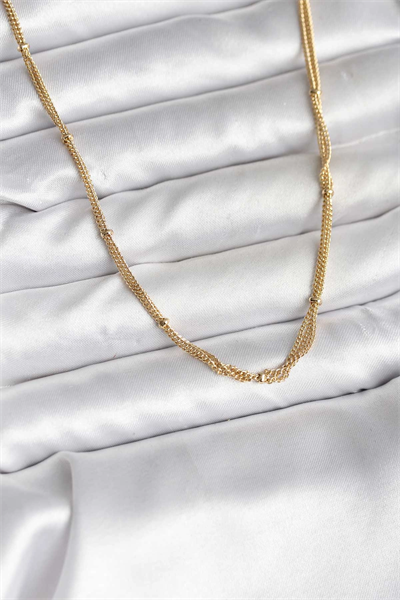 14K Gold Renk Kaplama Topçuk Zincirli Model CM Kadın Kolye