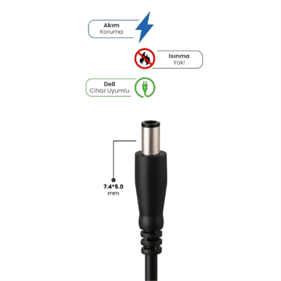 19.5V 4.62A 7.4 * 5.0mm 90W DELL İçin Laptop Adaptör