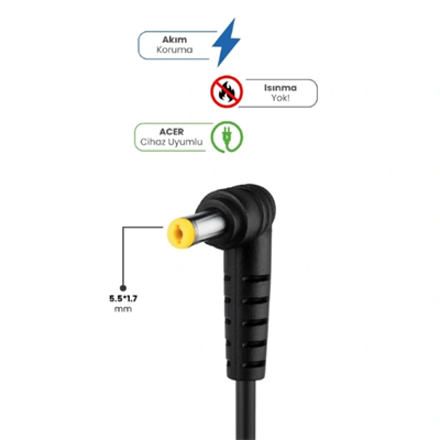 19V 4.74A 5.5 * 1.7mm 90W ACER İçin Laptop Adaptör