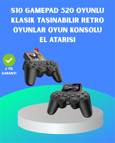 2.4 İnç HD Renkli Ekranlı 500-in-1 Taşınabilir Retro Oyun Konsolu, Kablolu TV Bağlantısı ve Uzun Pil Ömrü