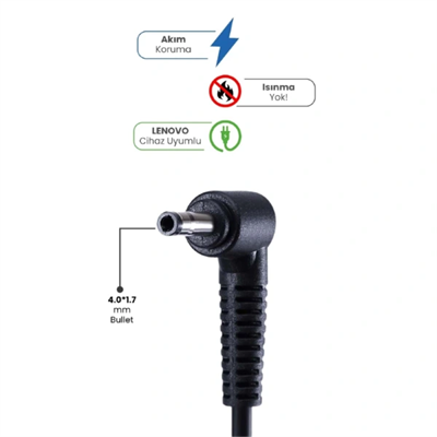 20V 3.25A 4.0 * 1.7 Bullet 65W LENOVO İçin Laptop Adaptör