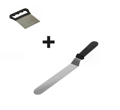 2li Set Hamur Şekillendirici Eğik Pasta Spatulası ve Metal Hamur Kesici Kazıyıcı Spatula