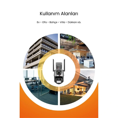 3 MP + 3 MP Çift Lens Wi-Fi TF Kart Girişli Güvenlik Kamerası