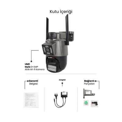 3 MP + 3 MP Çift Lens Wi-Fi TF Kart Girişli Güvenlik Kamerası