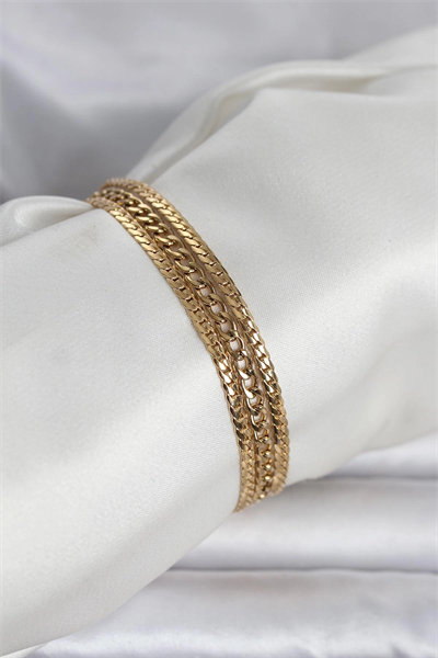 316L Çelik Gold Renk 3lü Kadın Bileklik