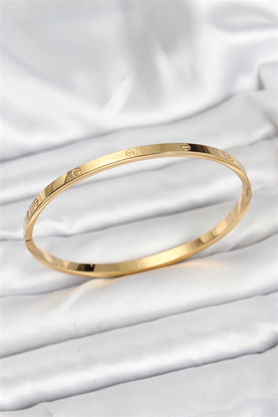 316L Çelik Gold Renk 65 mm İnce Kadın Kelepçe Bileklik