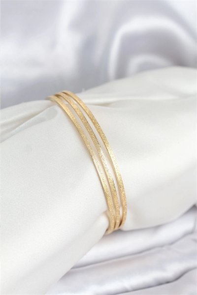 316L Çelik Gold Renk Simli Model Ajda 65 mm Kadın Bileklik
