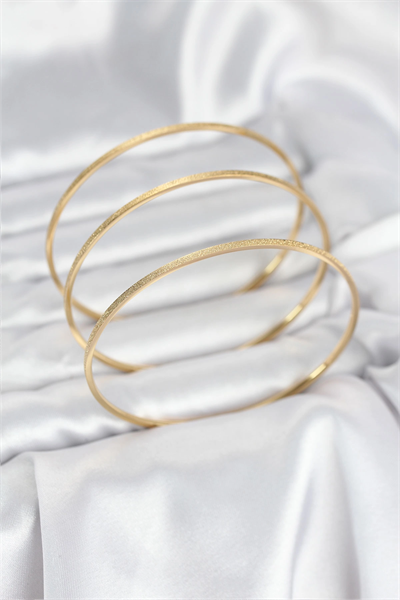 316L Çelik Gold Renk Simli Model Ajda 65 mm Kadın Bileklik