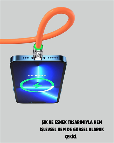 3’ü 1 Arada Kablo – 120W Hızlı Şarj ve Veri Aktarımı Özellikli