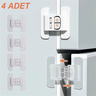 4 Adet Buzdolabı Çekmece ve Dolap Kapağı Çocuk Kilidi