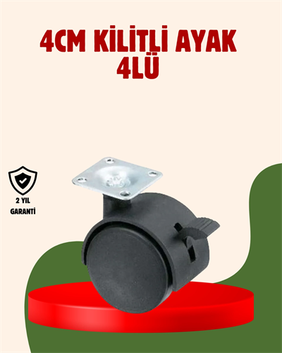 4 cm Kilitli Döner Ayak 4 Adet Sehpa ve Mobilya Ayağı