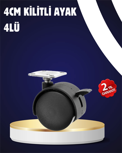 4’lü Kilitli Tekerlek Ayak 4 cm Sessiz ve Dayanıklı