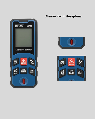 50 Metre Lazer Ölçüm Cihazı Alan ve Mesafe Hesaplama