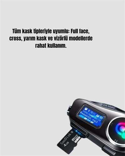 500 Metre İnterkom Mesafeli Kask Kulaklığı Gürültü Engelleyici