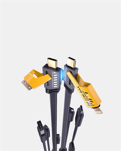 65W Çoklu Şarj Kablosu 4’ü 1 Arada Örgülü Hızlı Veri Aktarım USB-C USB-A