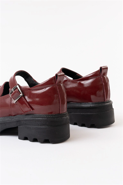745-771 Bordo Rugan Kadın Günlük Yüksek Tabanlı Loafer Ayakkabı