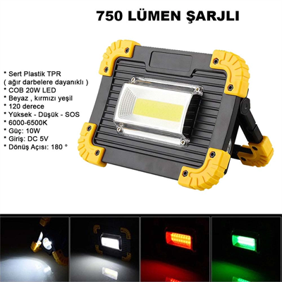 750 Lümen Powerbank Şarjlı Işıldak Wt-330
