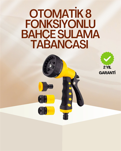 8 Fonksiyonlu Bahçe Sulama Tabancası Seti Çok Amaçlı Hortum Ucu