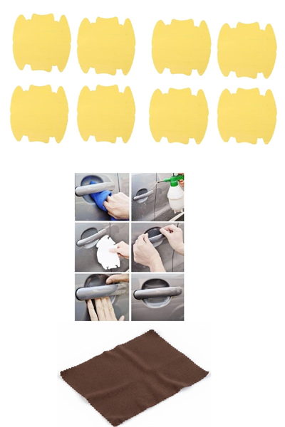 9lu Set Araba Kapı Kolu Koruyucu Çizilme Önleyici Şeffaf Sticker Film Koruma Seti