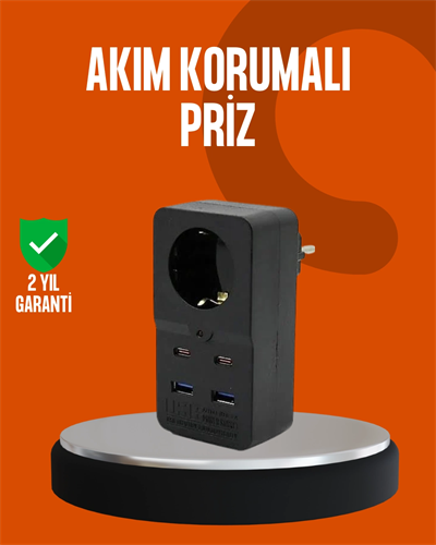 Akım Korumalı Priz 4 USB Type C Destekli Yüksek Isı Dayanımlı
