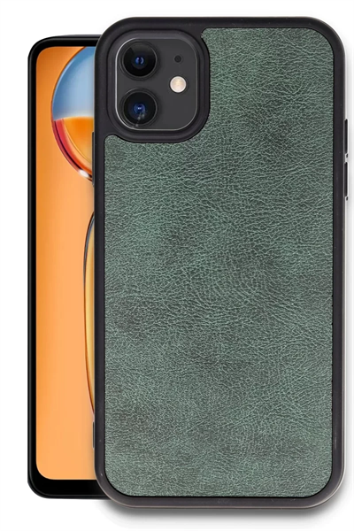 Apple iPhone 11 Kılıf Aras Deri Kapak - Koyu Yeşil