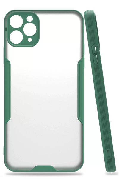 Apple iPhone 11 Pro Max Kılıf Platin Silikon - Yeşil