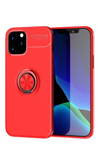 Apple iPhone 12 Kılıf Range Yüzüklü Silikon - Kırmızı