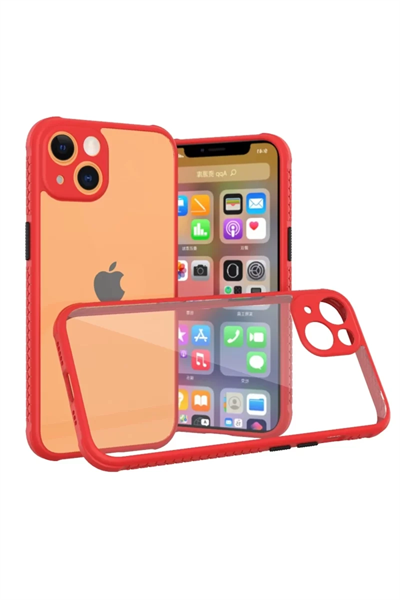 Apple iPhone 13 Mini Kılıf Miami Şeffaf Silikon - Kırmızı