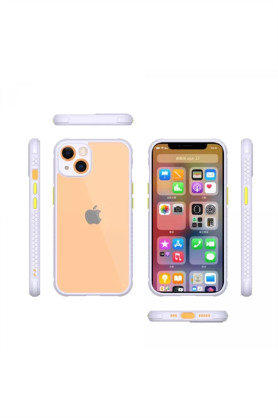 Apple iPhone 13 Mini Kılıf Miami Şeffaf Silikon - Lila