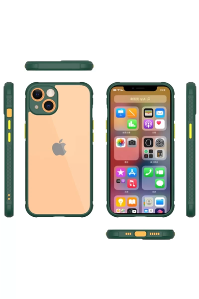 Apple iPhone 13 Mini Kılıf Miami Şeffaf Silikon - Koyu Yeşil