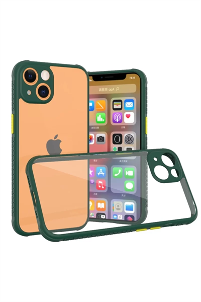 Apple iPhone 13 Mini Kılıf Miami Şeffaf Silikon - Koyu Yeşil