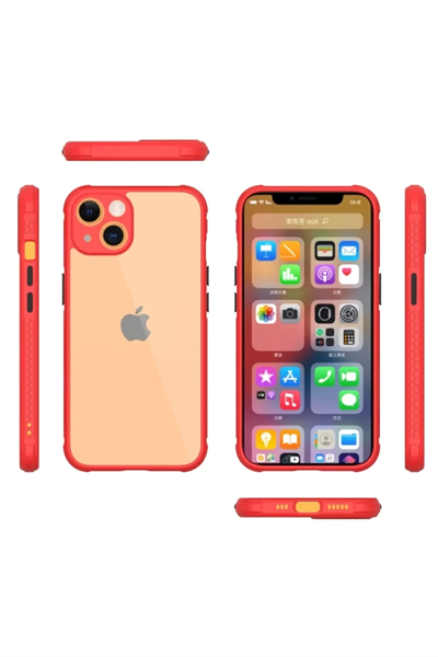 Apple iPhone 13 Mini Kılıf Miami Şeffaf Silikon - Kırmızı