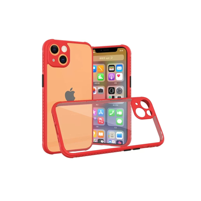 Apple iPhone 13 Mini Kılıf Miami Şeffaf Silikon - Kırmızı