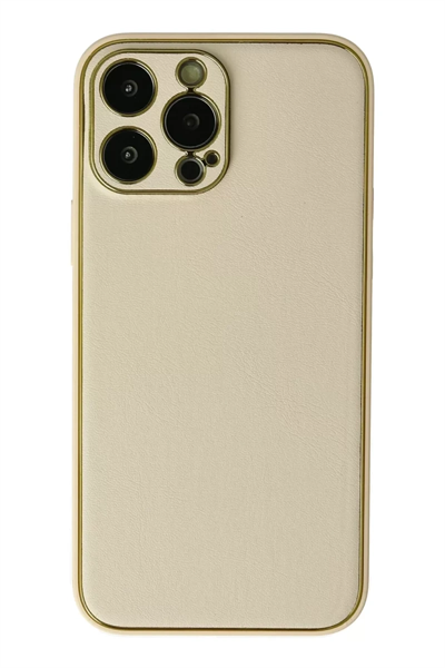 Apple iPhone 13 Pro Kılıf Coco Deri Silikon Kapak - Gold