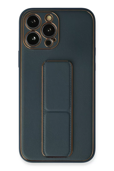 Apple iPhone 13 Pro Kılıf Coco Deri Standlı Kapak - Mavi